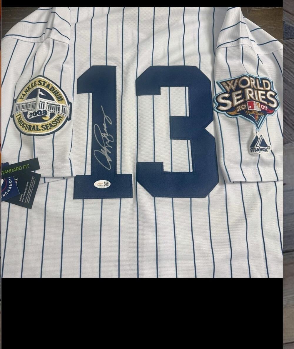 NY YANKEES ALEX RODRIGUEZ SIGNED AUTO JERSEY PINSTRIPE WITH PATCHES JSA WITNESS